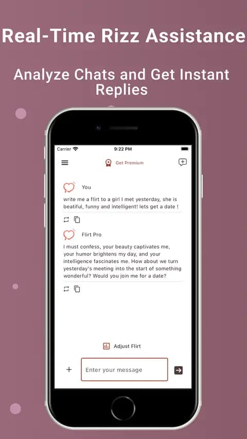 Flirt Pro formuliert eine Nachricht aus einer kurzen Eingabe.
